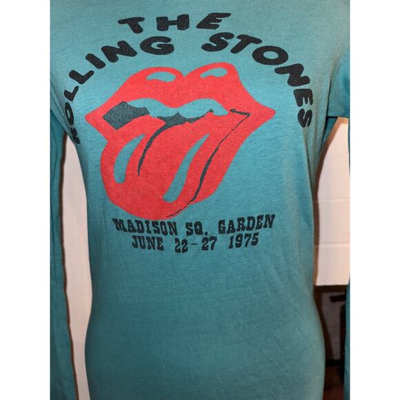VINTAGE 90's ROLLING STONES TURQUOISE BAND TEE BODYCON DRESS - Picture 4 of 8